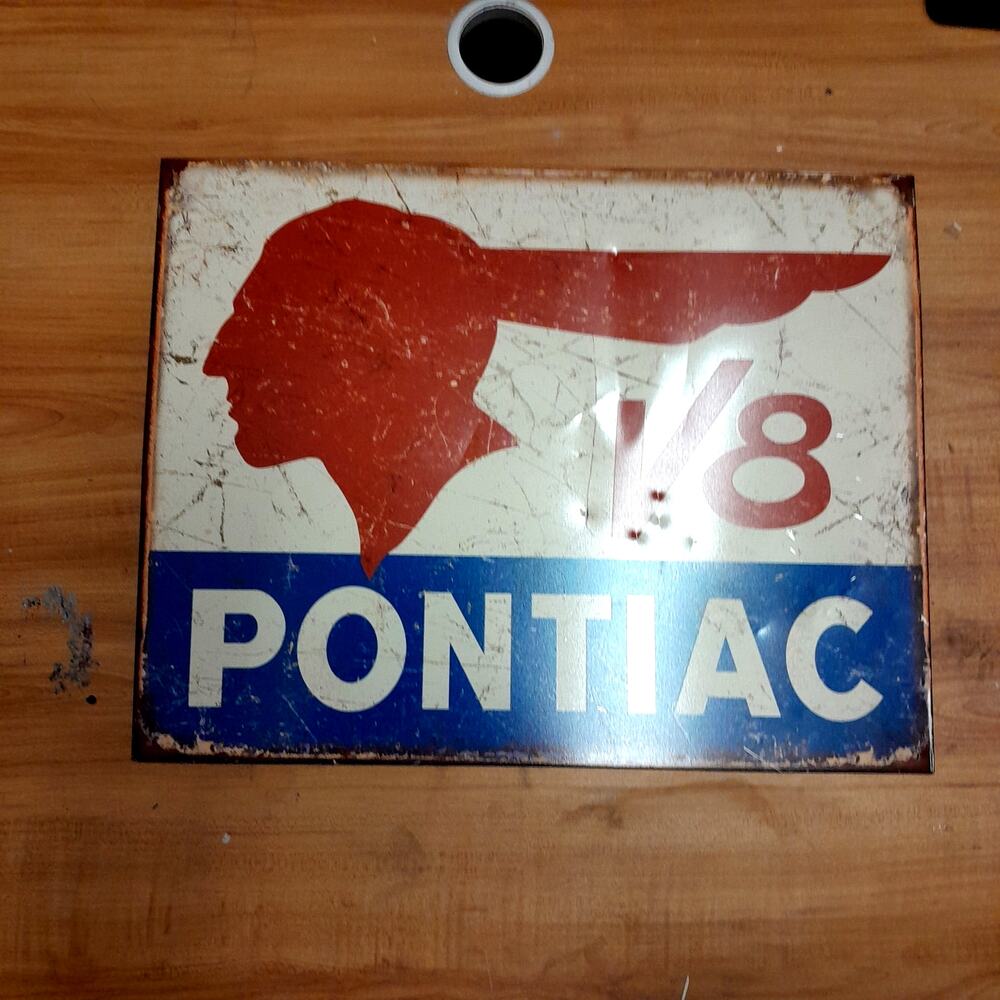 Pontiac V-8 Tin Metal Sign Retro Vintage 16" x 12.5" New